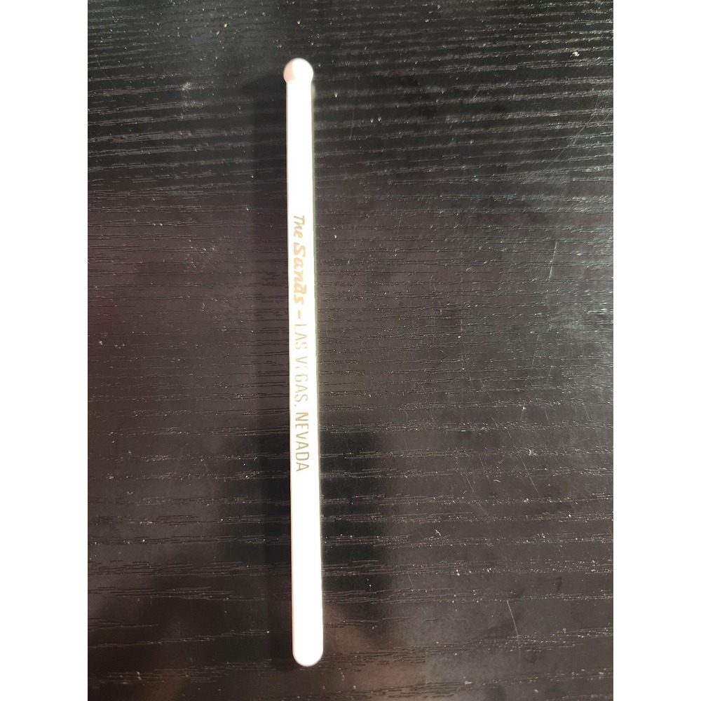 Vintage The Sands Las Vegas Nevada Swizzle Stir Stick Plastic Barware Cream Gold